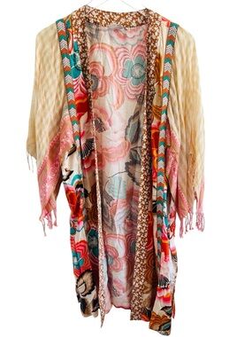 ivy jane Multicolor Floral & Cream Boho Kimono